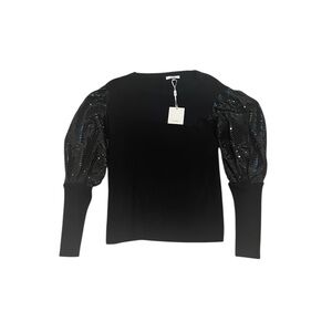 Elegant Black Sequin Sleeve Top -Sz. M  NWT